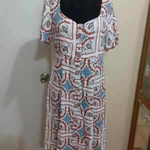 Anthropologie Mauve Size 12 Praslin Boho Floral Button-down dress